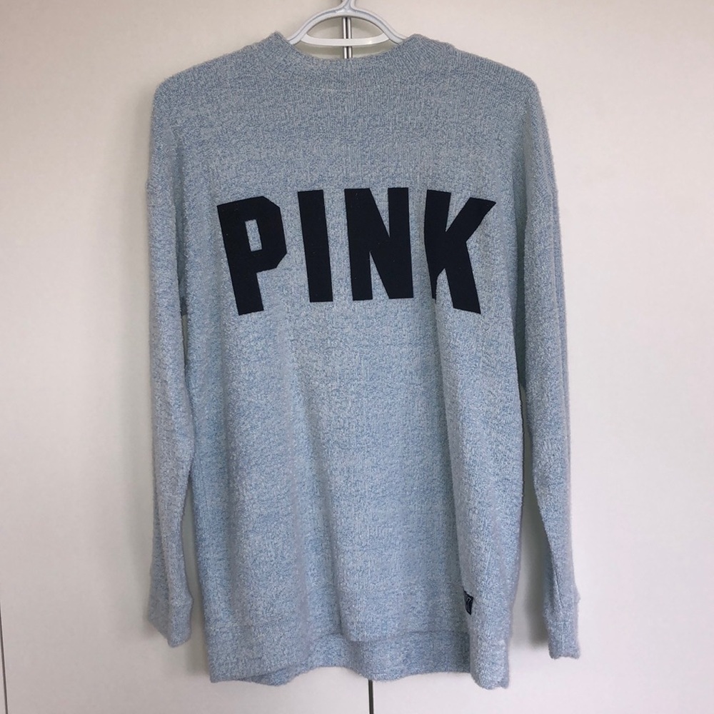 VICTORIA SECRET PINK LIGHT BLUE CREW NECK